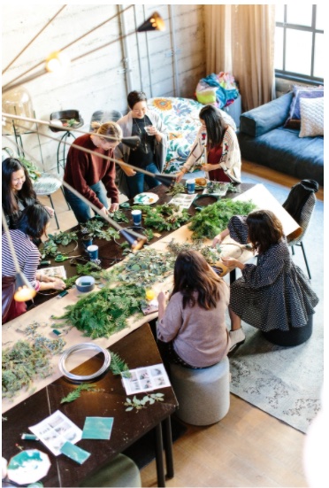 People gathered round a table